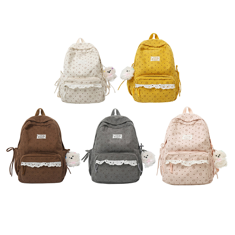 Fashion Backpack Women - Polka Dot Print Floral Printed Kawaii
