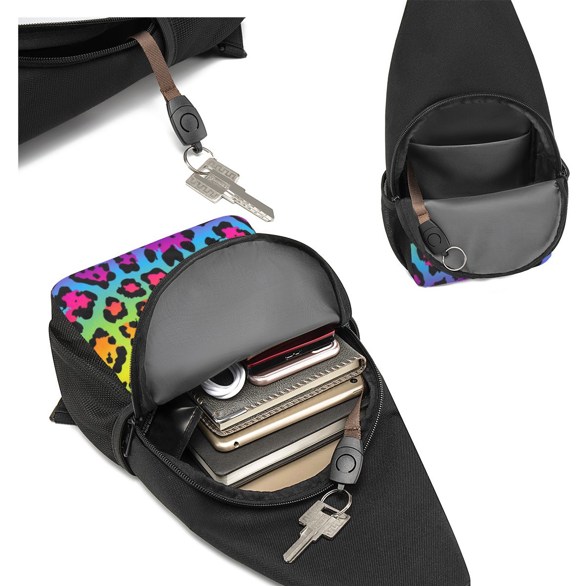 Rainbow Leopard Print Chest Ba - огляд і ціна Sling Backpack Shoulder