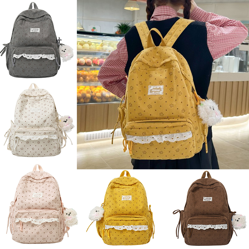 Polka Dot Print Floral Printed - огляд і ціна Fashion Backpack Women